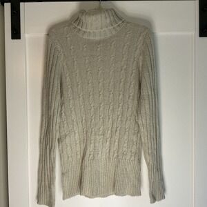 J.Crew Cableknit Chunky Sweater Brown Beige‎ Fisherman Sz XL Handknit Wool Blend